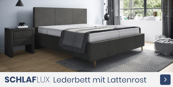 Schlaflux Lederbett mit Lattenrost und Matratze